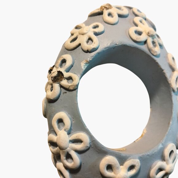 Easter Egg Napkin Rings Blue White Floral Design Vintage Ceramic - Picture 3 of 3